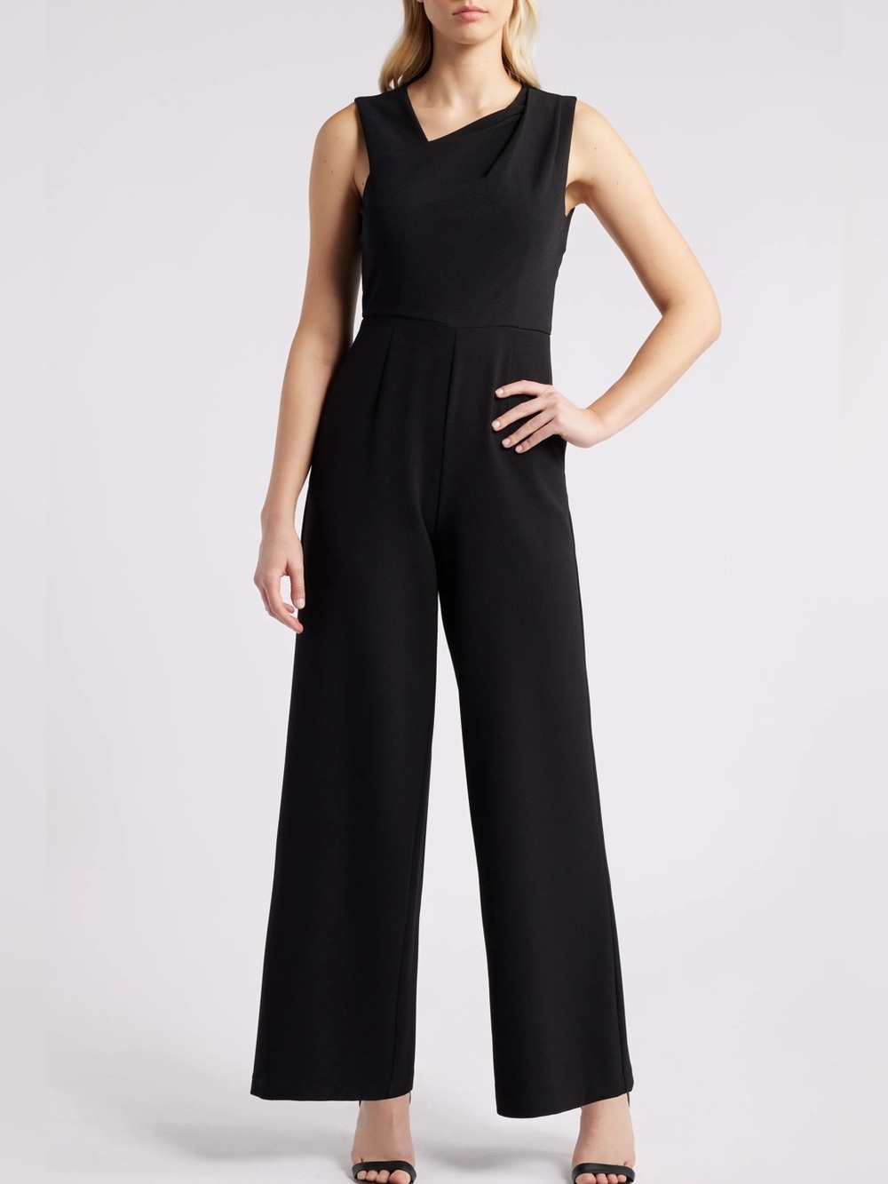 Black Asymmetric Neck Sleeveless Jumpsuit | Nordstrom | 8 | NWT